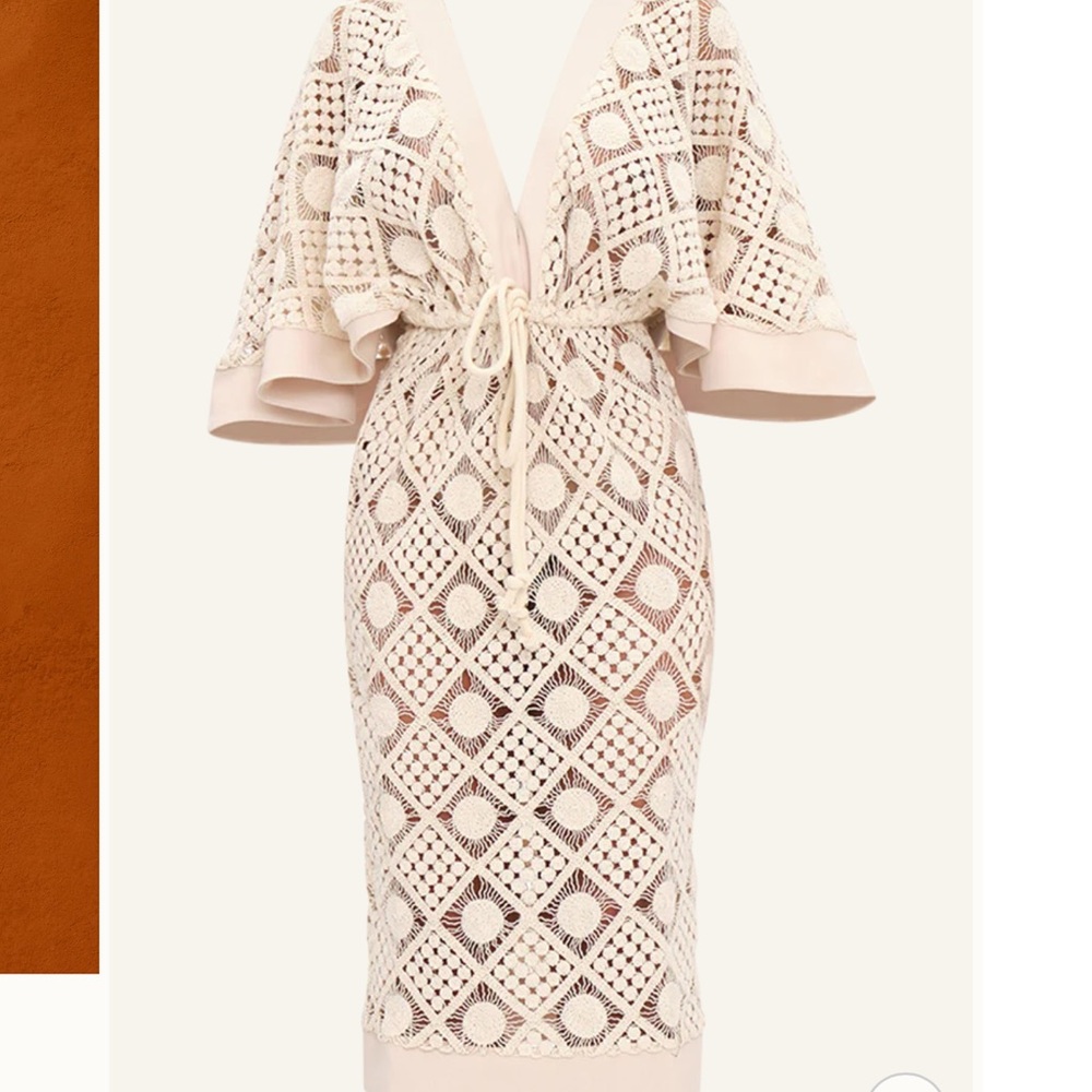 Andrea Iyamah Rahi Cream Crochet Dress M